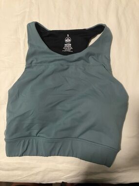 Senita Athletics Dusty Blue High-Neck Sports Bra